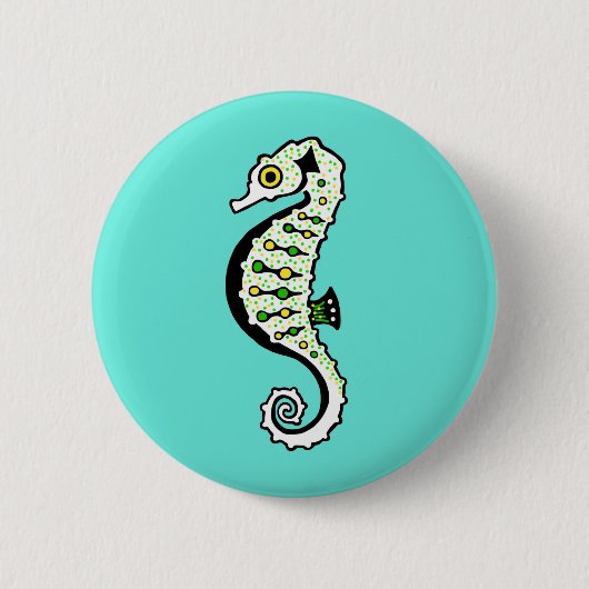 かわいいSEAHORSE – 野生生物 – 自然 – アクア 缶バッジ (正面)