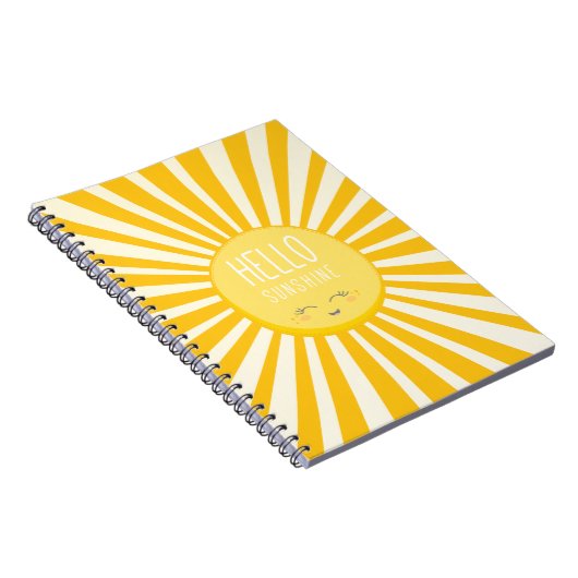 かわいいSKY明るいはっきりした黄色の笑顔の太陽の光 ノートブック (右側)