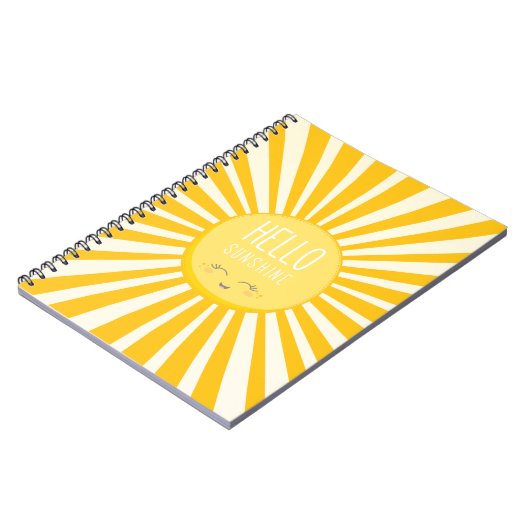 かわいいSKY明るいはっきりした黄色の笑顔の太陽の光 ノートブック (左側)