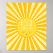 かわいいSKY明るいはっきりした黄色の笑顔の太陽の光 ポスター (正面)