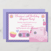 かわいいSleepoverのバースデーパーティ招待状 招待状 (正面/裏面)
