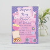 かわいいSleepoverのバースデーパーティ招待状 招待状 (スタンド正面)