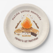 かわいいS'moreおもしろいキャンプファイア1st誕生日紙プレート ペーパープレート (正面)