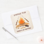かわいいS'moreキャンプファイア1stバースデースクエアステッカー スクエアシール (封筒)