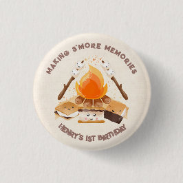 かわいいS'more Bonfire 1stバースデーボタン 缶バッジ