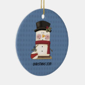 かわいいS'moresの雪だるまのクリスマスのオーナメント セラミックオーナメント (右)