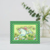 かわいいST。妖精パトリック飛んでいるの日アイリッシュポニー シーズンポストカード (スタンド正面)