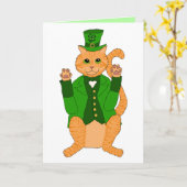 かわいいSt Catricks日おもしろいで幸運な猫の小妖精 カード (黄色い花)