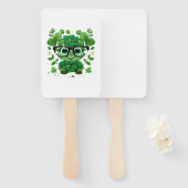 かわいいst patricks dayかわいいシャムロック眼鏡 ハンドファン (正面&裏面)
