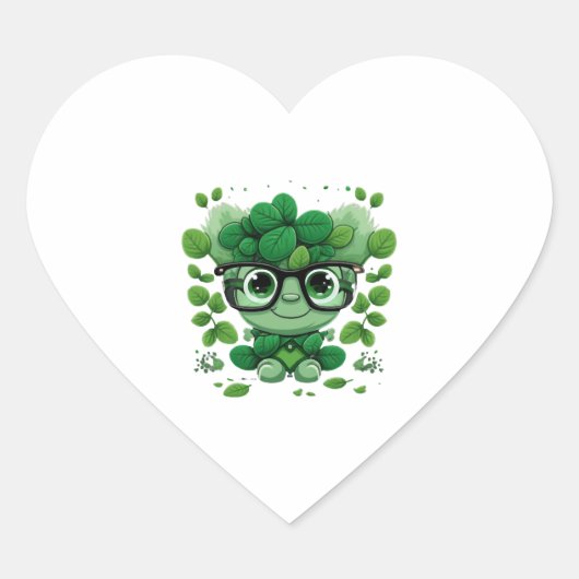 かわいいst patricks dayかわいいシャムロック眼鏡 ハートシール (正面)