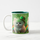 かわいいSt patricks dayキャットレインボーパーソナライズされた金ゴールド ツートーンマグカップ (左)