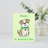 かわいいSt patricks dayドッググリーンクローバーシャムロック ポストカード (スタンド正面)