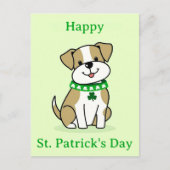 かわいいSt patricks dayドッググリーンクローバーシャムロック ポストカード (正面)