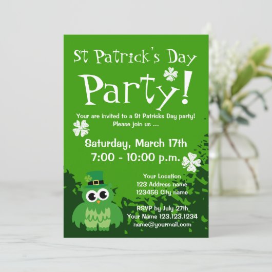 かわいいSt patricks dayパーティの招待状 カスタマイズ |  招待状 (スタンド正面)