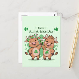 かわいいSt patricks day牛 ポストカード