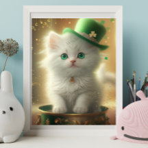 かわいいSt patricks day猫ポットの金ゴールド