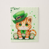 かわいいSt patricks day猫 ジグソーパズル (縦)