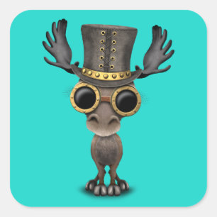 かわいいSteampunkのベビーのアメリカヘラジカ スクエアシール