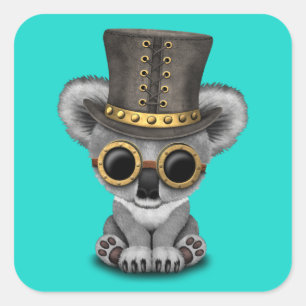 かわいいSteampunkのベビーのコアラ スクエアシール