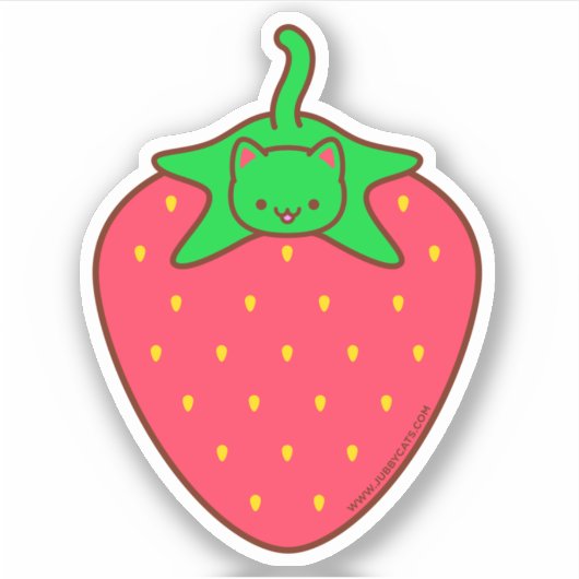 かわいいSTRAWBERRY CATスタンプ シール (正面)