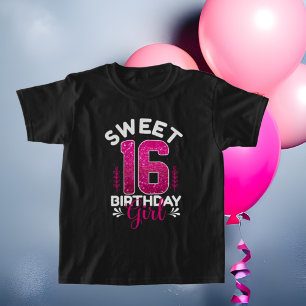 かわいいsweet sixteenのワードアート女の子 tシャツ