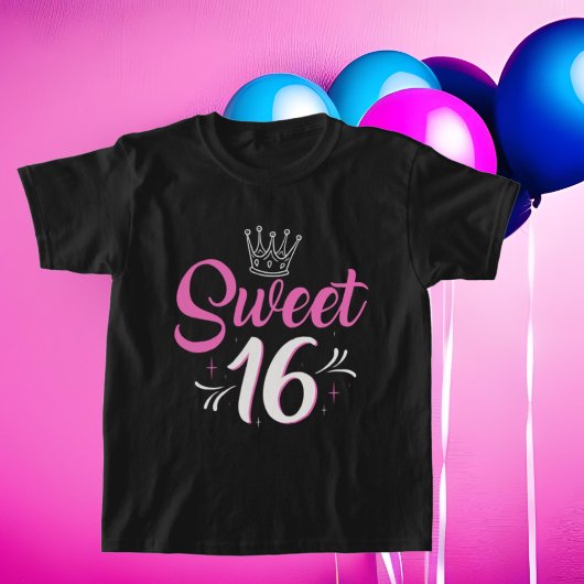 かわいいsweet sixteenのワードアート女の子 tシャツ