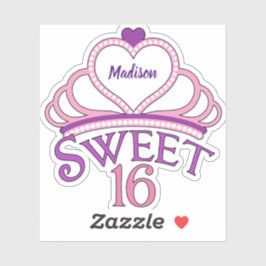 かわいいSweet sixteen誕生日ガールカスタムティアラ シール