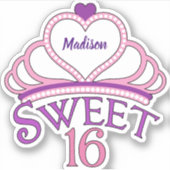 かわいいSweet sixteen誕生日ガールカスタムティアラ シール (正面)