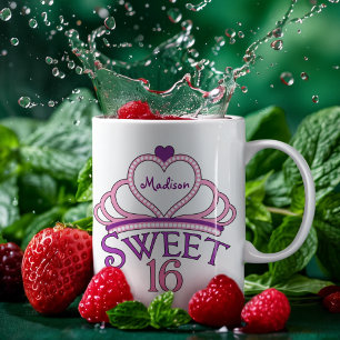 かわいいSweet sixteen誕生日ガールピンクパーソナライズされたク コーヒーマグカップ