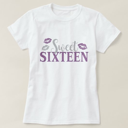 かわいいSweet sixteen16誕生日紫 Tシャツ (デザイン正面)