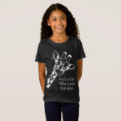 かわいいTシャツにキリンを愛すおもしろいる女の子 Tシャツ (正面フル)