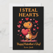かわいいTレックスバレンタインデー私はハートを盗む シーズンカード (正面)