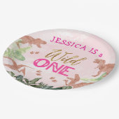 かわいいTレックス恐竜ガール1st誕生日パーティー ペーパープレート (アングル)