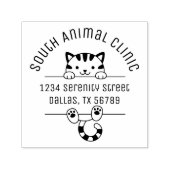 かわいいTabby Cat獣医クリニックのアーチアドレス セルフインキングスタンプ (デザイン)