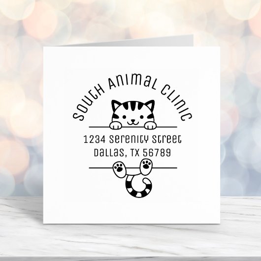 かわいいTabby Cat獣医クリニックのアーチアドレス セルフインキングスタンプ