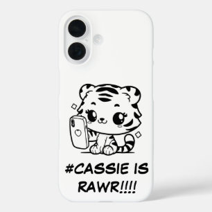 かわいいTiger Selfie電話ケースの個人用化可能な名前 iPhone 16ケース