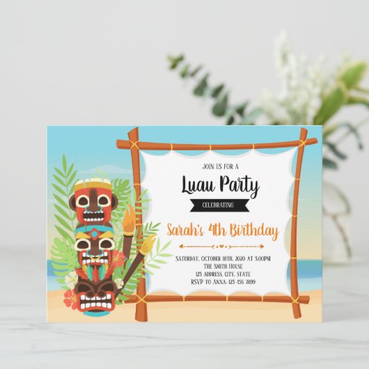 かわいいtikiのパーティの招待状 招待状 (スタンド正面)