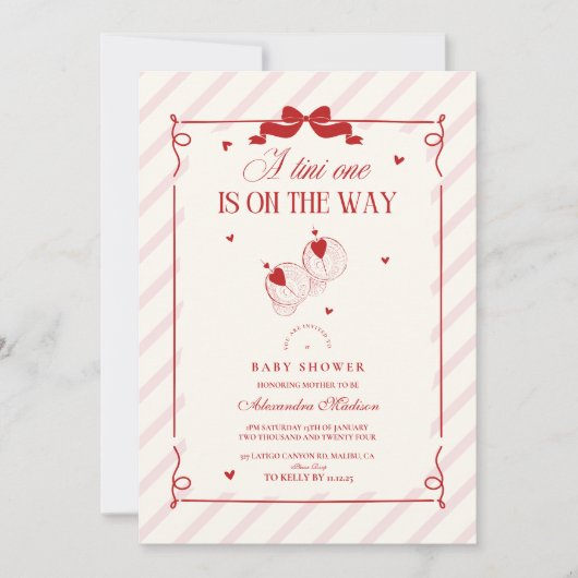 かわいいTini Oneは赤ちゃんシャワーの途中にある 招待状 (正面)