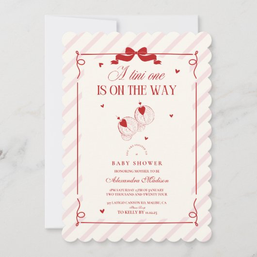 かわいいTini Oneは赤ちゃんシャワーの途中にある 招待状 (正面)