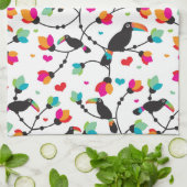 かわいいtoucan鳥の熱帯イラストレーション キッチンタオル (折り畳み)