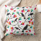 かわいいtoucan鳥の熱帯イラストレーション クッション (ブランケット)