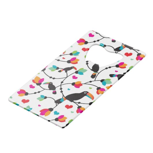 かわいいtoucan鳥の熱帯イラストレーション クレジットカード栓抜き (裏面アングル)