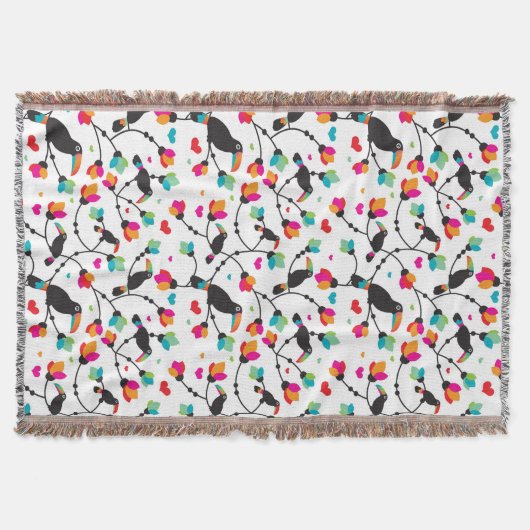 かわいいtoucan鳥の熱帯イラストレーション スローブランケット (正面)