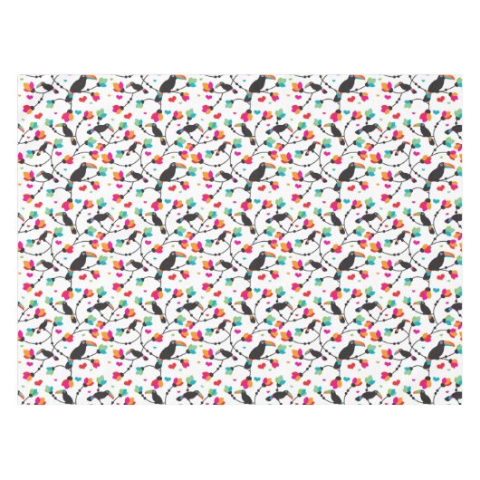 かわいいtoucan鳥の熱帯イラストレーション テーブルクロス (正面(横))