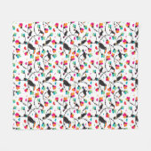 かわいいtoucan鳥の熱帯イラストレーション フリースブランケット (正面(横))