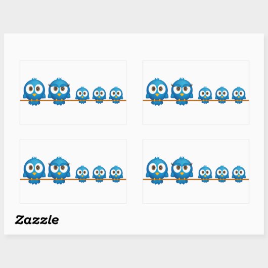 かわいいTwitterの鳥の家族漫画 長方形シール (シート)