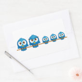 かわいいTwitterの鳥の家族漫画 長方形シール (封筒)