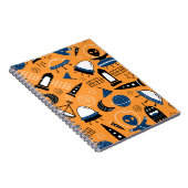 かわいいUFOエイリアンの宇宙船、惑星、銀河のシームレス ノートブック (右側)