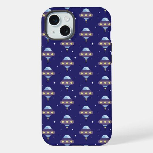 かわいいUFOパターン iPhoneケース (裏面)