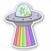 かわいいUFOレインボーステッカー シール (正面)